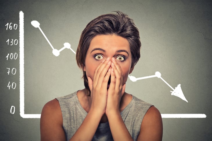 Woman shocked by Stock Market Plunge