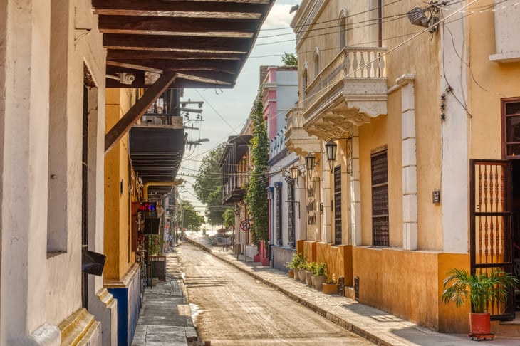 Historic street of Santa Marta Colombia