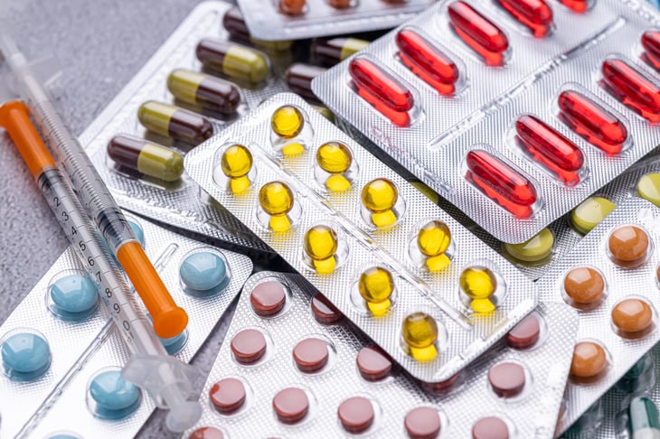 Packs of medicines and pills