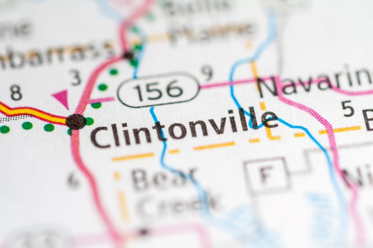 Clintonville, Wisconsin, on a map