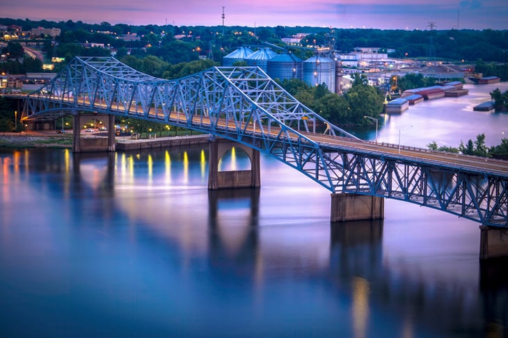 O'Neal Bridge over the Tennessee River between Florence and Sheffield, Alabama