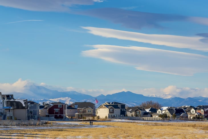 Aurora, Colorado. Denver Metro Area Residential Winter landscape
