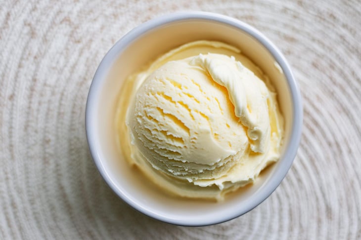 Bowl of vanilla ice cream