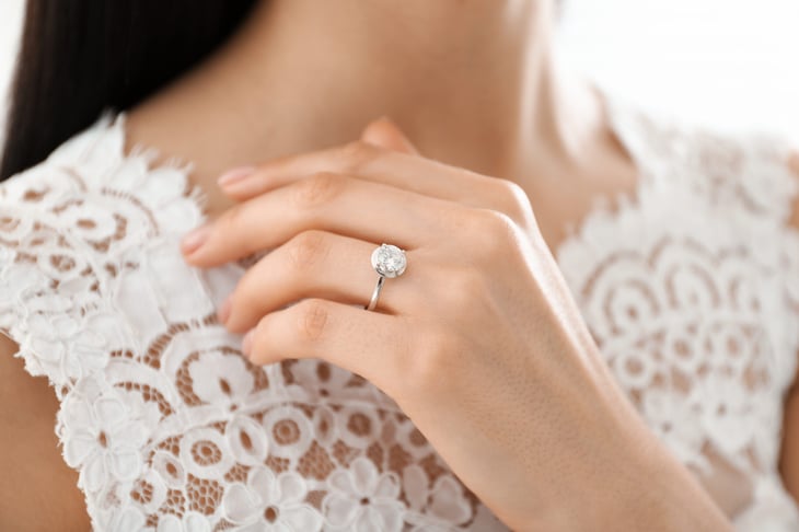 Woman wearing an engagement ring