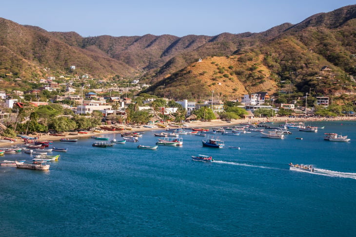 The Caribbean coast of Santa Marta and Taganga, Colombia