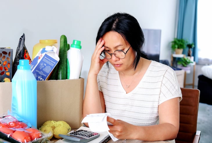 Woman upset by high grocery prices