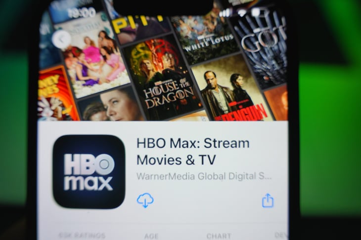 Smartphone displaying the logo of HBO Max in the App Store