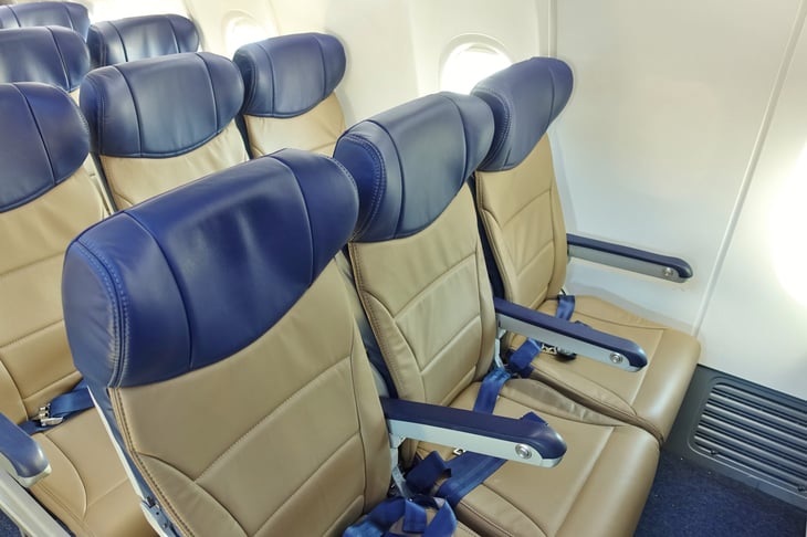 Seats on a Southwest Airlines airplane