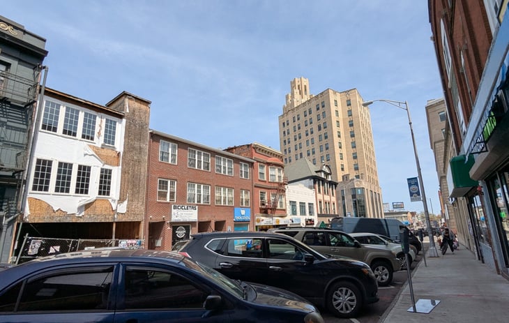 Passaic, New Jersey, USA - April 2025: Streetscape of Broadway in downtown