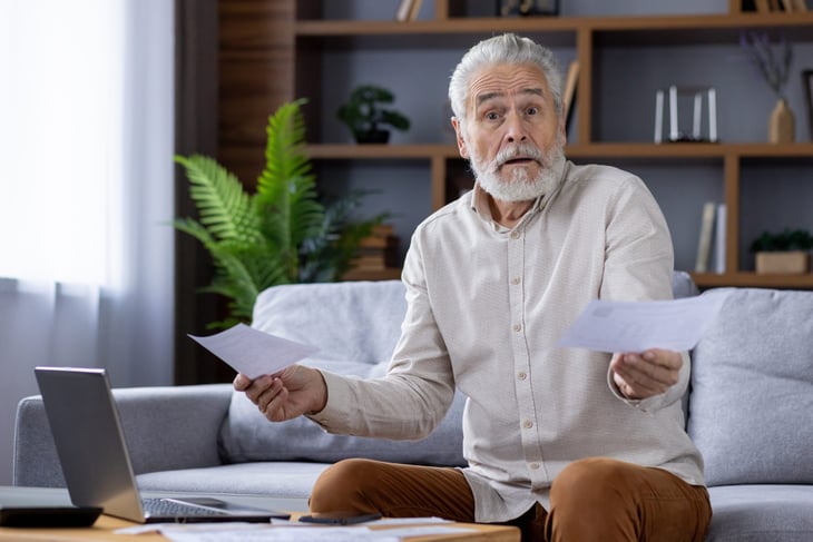 Senior man making a money mistake