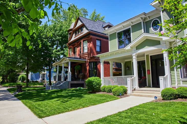 Homes in a suburban neighborhood
