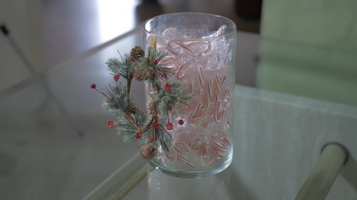 Candy cane holiday table centerpiece