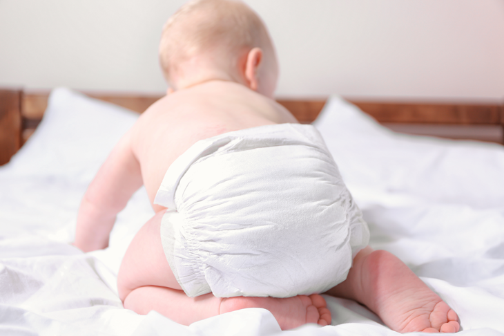 A baby in a diaper