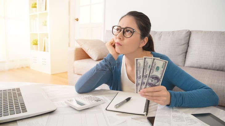 Woman thinking about her finances