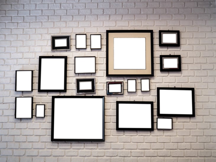 Wall with blank frames