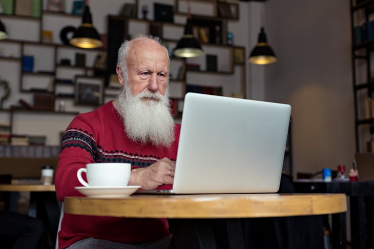 Older man working on a computer