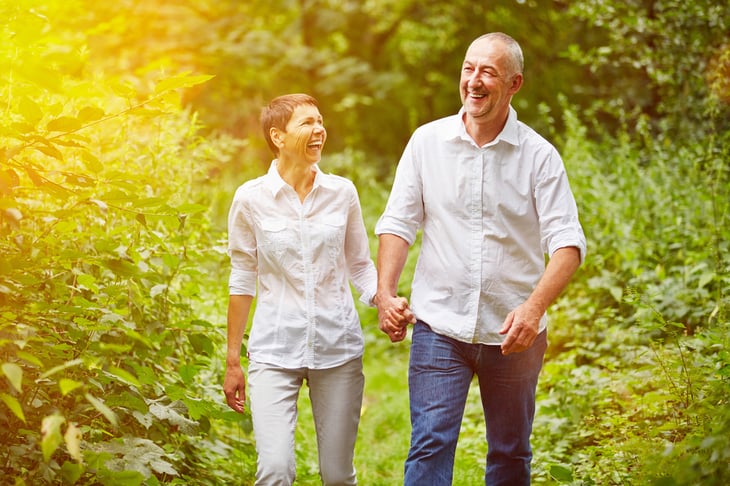 Retirees taking a walk