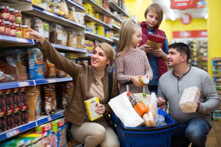 Family shopping for groceries